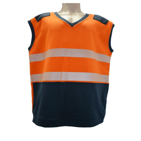 Camiseta 100% de la fuerza de la naranja de Vis Workwear CAT2 del paño grueso y suave del algodón 350gsm franco hola hola