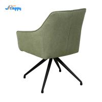 Chaises à manger en cuir vert de milieu de siècle avec style contemporain Dc-7522