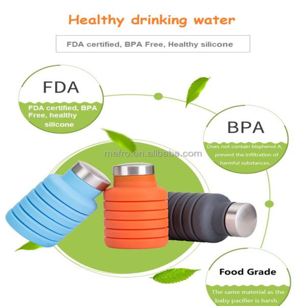 Retractable Design Large Capacity Silicone Sports Water Bottle for Outdoor Activities