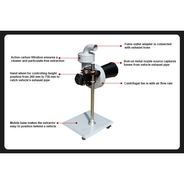 Portable Exhaust Extractor with Activated Carbon Filter Hose Cart Fume Removal System for Garages