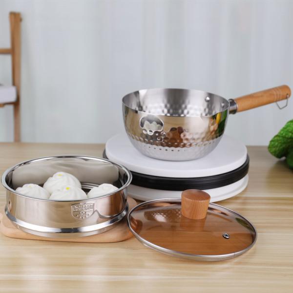 Multi cooking steam pot 2 tiers stainless steel 304 milk pot with steamer