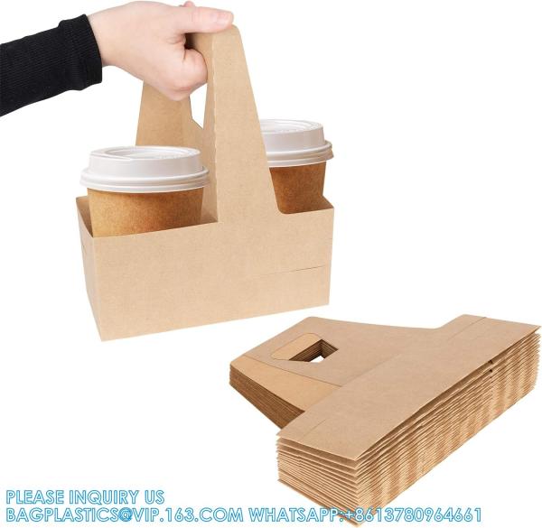 2 Cup Disposable Drink Carrier With Handle (25 Count) - Kraft Paperboard Cup Holder - Disposable Cup Holder For Hot