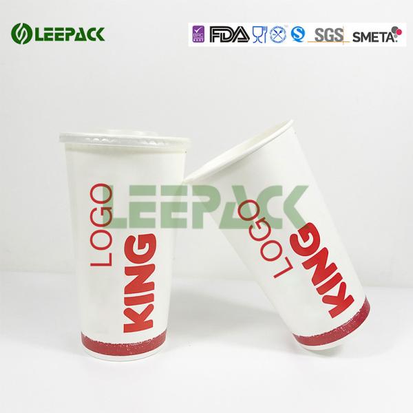 Red Pepsi Cold Drink Paper Cups For Cinema , Food Grade Ink Printing double PE coated single wall paper cup
