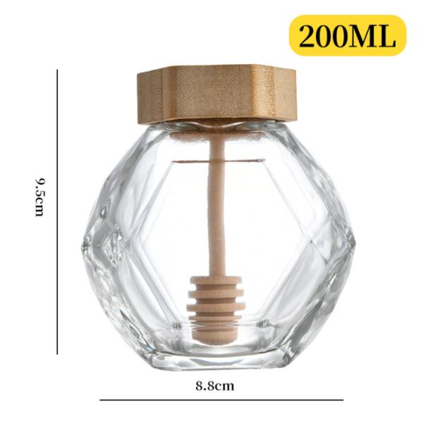 500g Honey Bottle Honey Glass Storage Bottles Wooden Lids