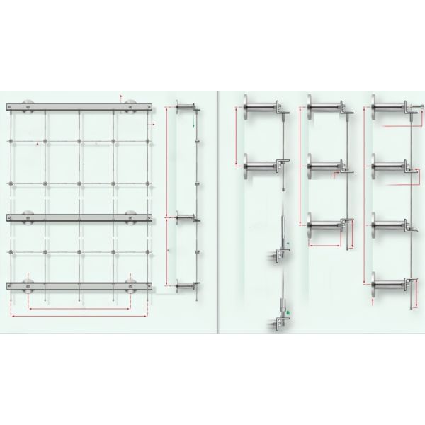 Custom Architectural Green Wall Trellis System Pre Tensioned Design For Facade Trellis Netting