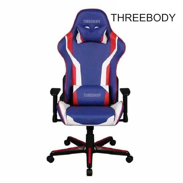 Mobile Comfortable Computer Gaming Chair , Blue PU Leather Racing Seat Desk Chair