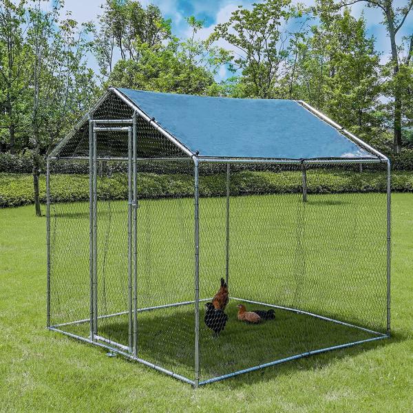 Metal Walk in Chicken Run Coop Cage Animal Poultry House Hutch Backyard Outdoor Chicken Cage