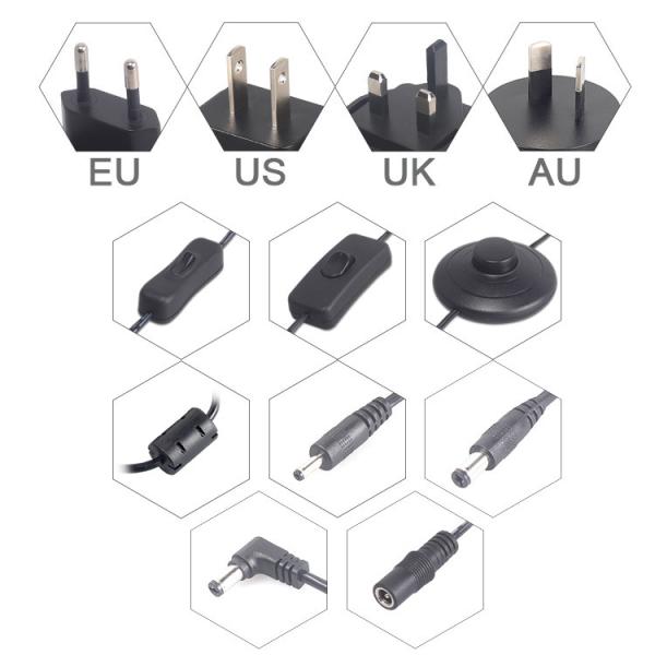Tomada plástica do AU do CCTV de Adapter do motorista do diodo emissor de luz do alojamento 12V 8A 96W do FCC
