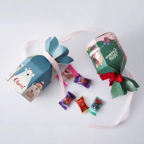 Wholesale Folding Candy Cake Christmas Gift Paper Box Packing With Ribbon