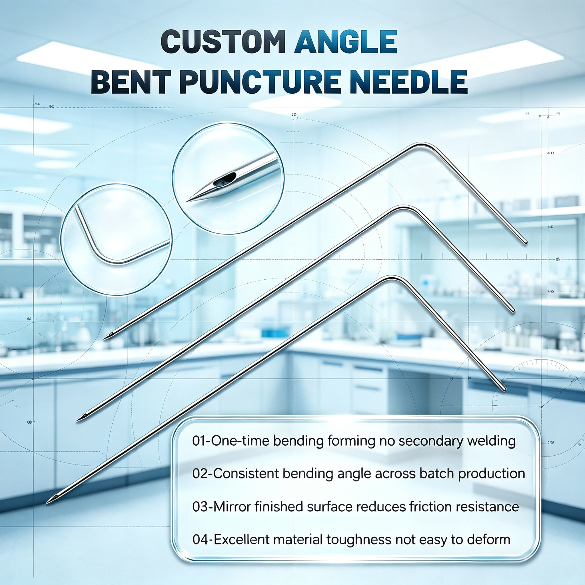 Customized Bent Tip Needle with 90 Degree Bend and Sharp Point