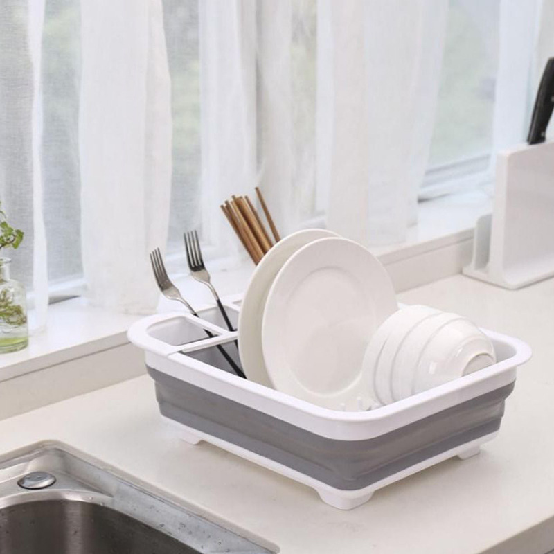 Collapsible Bowl Stand Kitchen Retractable Drain Rack Rack Tableware Drain Storage Box Sink Bowl Chopsticks Drain Basket