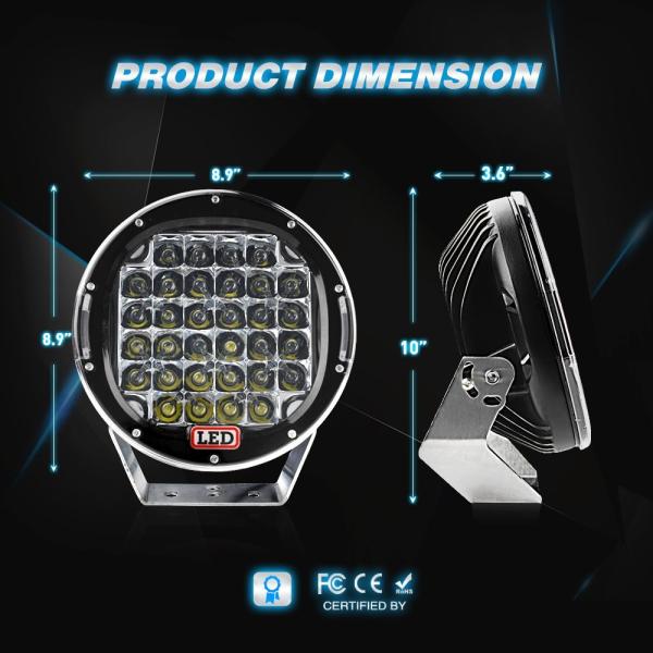 High Intensity 6000k LED Driving Light For 4 X 4 SUV 4WD Truck 9 Inch 96W Work Light