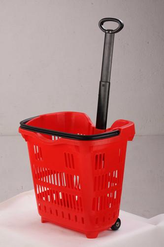 Green Supermarket 2 Wheeled Shopping Trolley Grocery Store Cart Customized