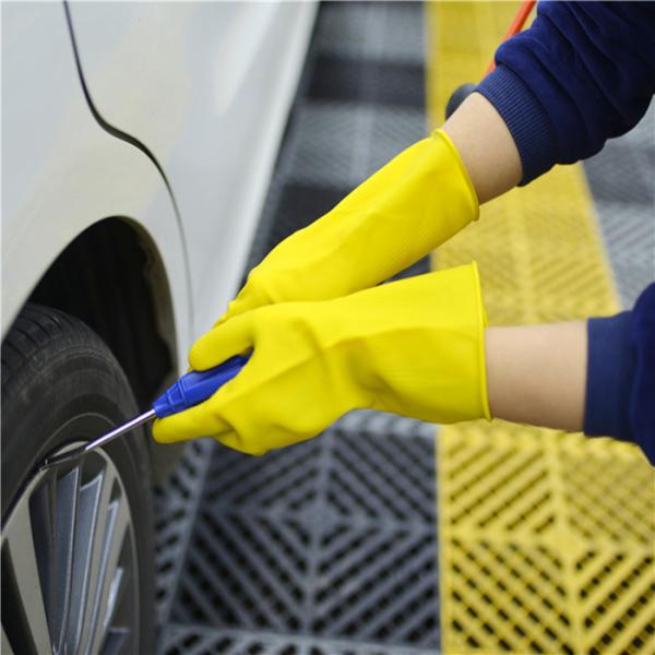 Chemicals Resistance  Long Sleeve Flocklined  Industrial Rubber Gloves  Heavy Duty