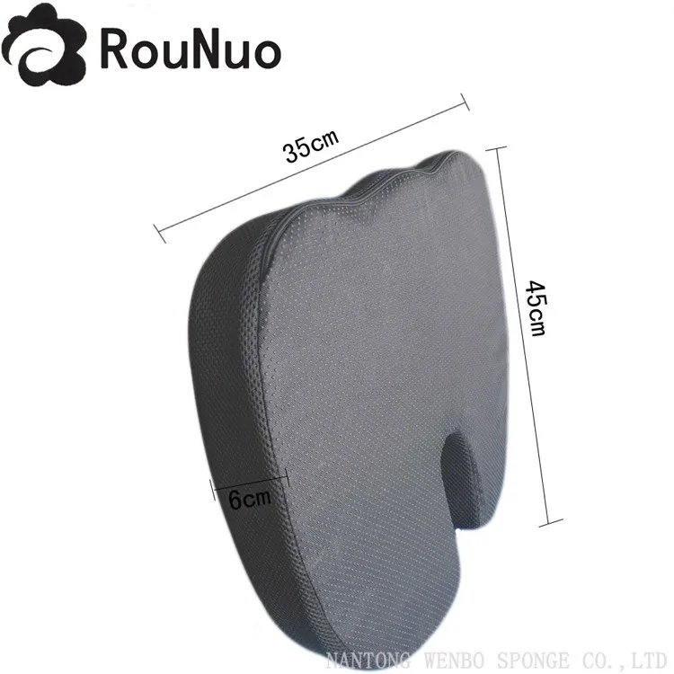 Gray Memory Foam Coccyx Orthopedic Comfort Seat Cushion with 100% Polyester Cover