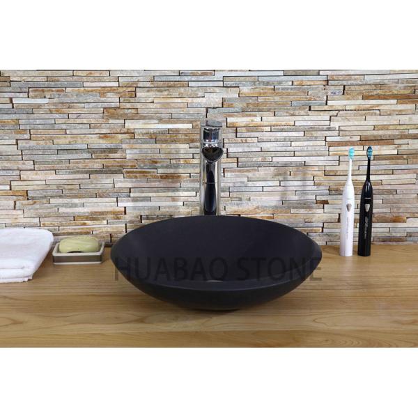 Nero Marquina Black Stone Sink Basin , Narrow Vessel Sink 400*400*140mm