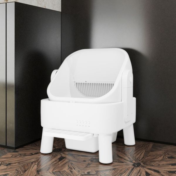 Automatic Smart Cat Litter Box Open-Top Design New APP Control Dual Safety Sensors Self-Cleaning PP Plastic Easy Clean 80L