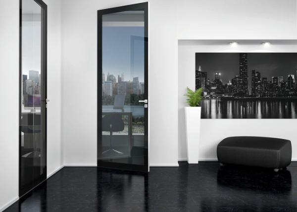 Heat Insulation Commercial Aluminium Doors Casement Door Construction Easy Install / Clean