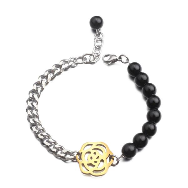 String pearl bracelet women's hollowed out rose small accessories fashion black agate beaded necklace Yiwu wholesale