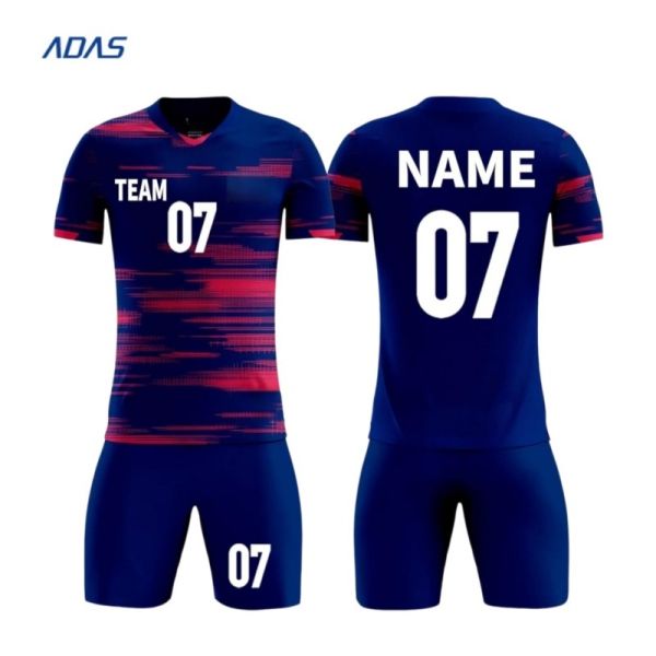 Custom Club Soccer Shirt with Digital Sublimation Print 100% Polyester Short Sleeves Front Logo OEM Service