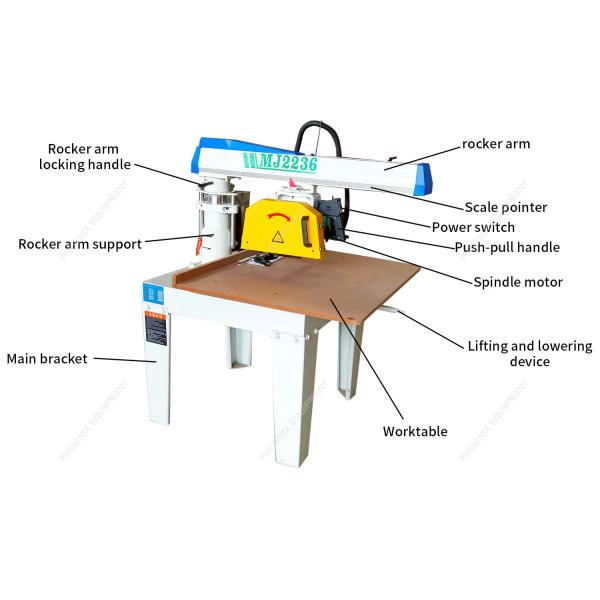 Hand Pull Saw Woodworking Machinery Multi Angle Rocker Arm Saw Cutting Size 640*110mm