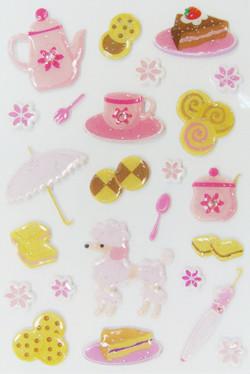 As etiquetas 3d inchados personalizadas, tempo engraçado do chá caçoam etiquetas inchados PVC + ANIMAL DE ESTIMAÇÃO