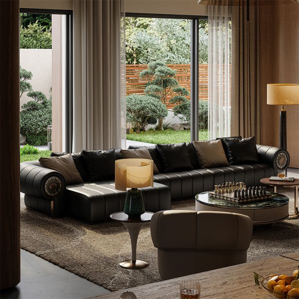 Modern Three-Seat Shell Shaped Sofa New Fashion High Elasticity Sponge for Stylish Hotel Apartment Villa Living Room Furniture