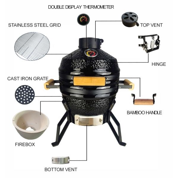 KIMSTONE 13Inch  Mullite Keraamiline Keramische Outdoor Charcoal Bbq Grill Bbq Grill Offset Smoker Restaurant Bbq Griller