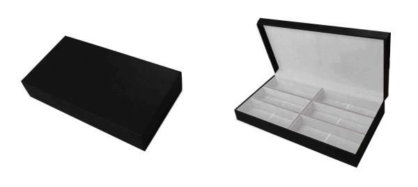 Wooden PU Sunglasses Eyeglass Display Trays With 6 Pairs Customized Size
