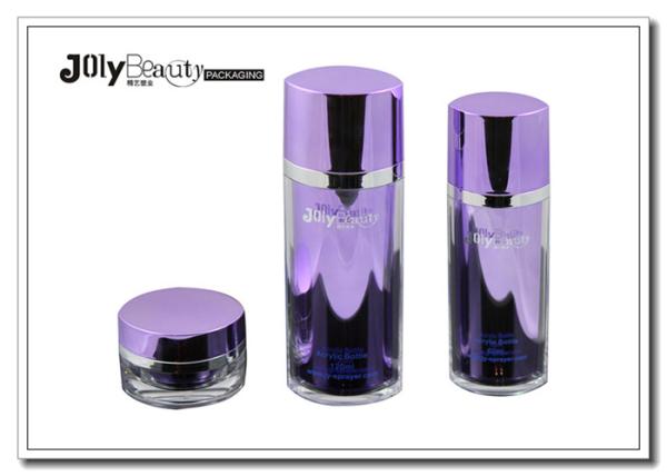 Purple And Silver Border Empty Makeup Containers Capacity 60ml