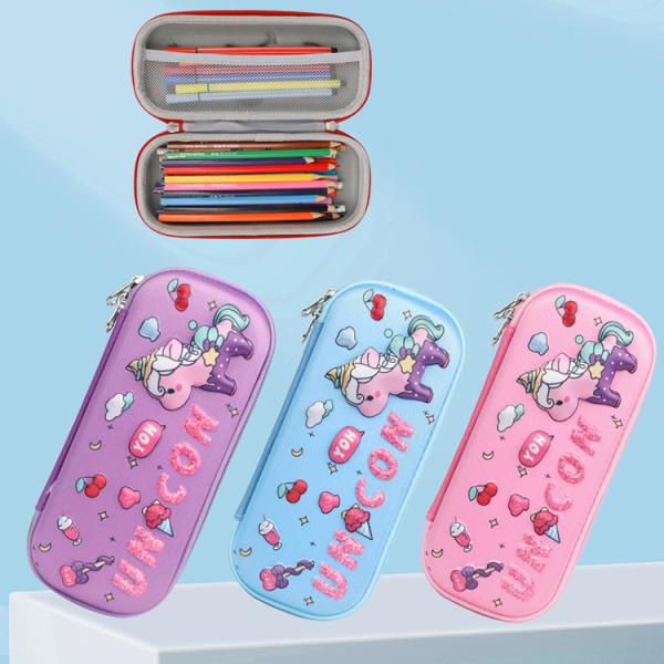 School Students' Waterproof Hard-shell Pencil Case with Zipper Closure and Large Capacity