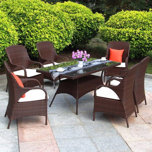 Contemporary Design Garden Furniture Dining Sets with Outdoor Metal Chairs and Tables
