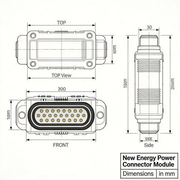24A New Energy Power Connector Module with Cable Assembly For Industrial Vehicle Electronics