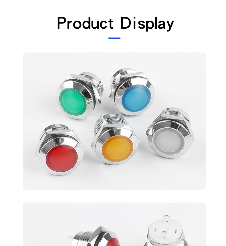 12mm Nickel-plated Copper Ball Head Soft Light Indicator Light Welding Foot 6V/24V/220V Red/Green/Yellow/Blue/White