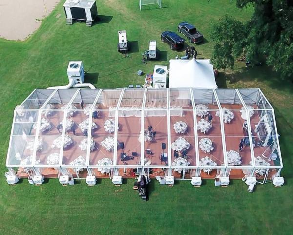 Tenda de armação de alumínio transparente com fixação para tenda de casamento