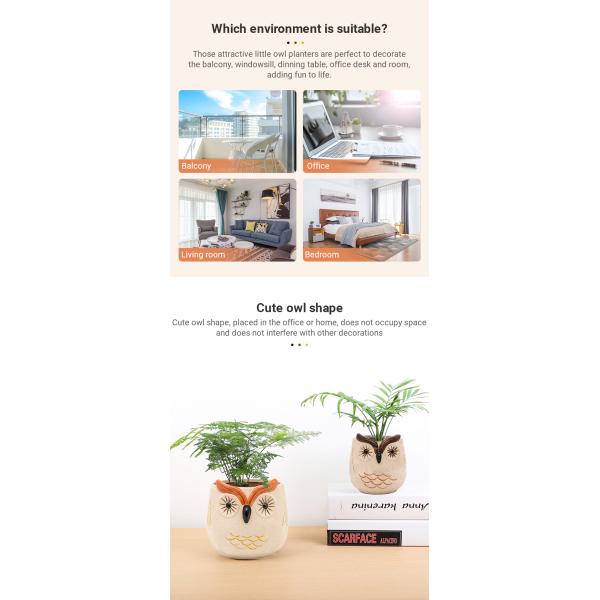 24 дюйма 6 дюймов 16 дюймов Керамические цветочные горшки 3D Уникальная Сова Красивые цветы Сочные горшки Режим