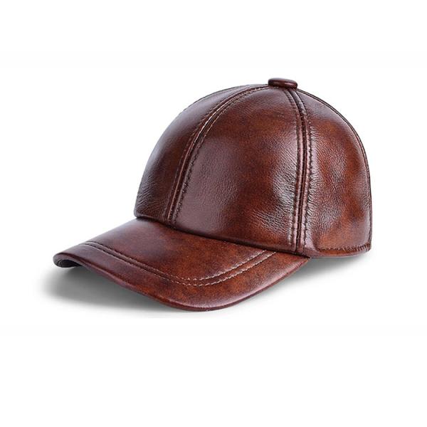 Adults Leather Daddy Hat , Curve Fitted 6 Panel Dad Hat Waterproof