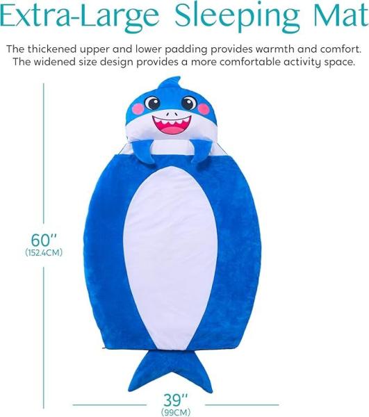 60x39 Inch Shark Toddler Nap Mat with Pillow & Blanket