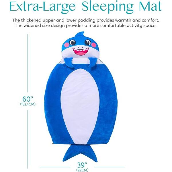 Shark Toddler Nap Mat for Kids Ages 3+  for Preschool with Pillow & Blanket