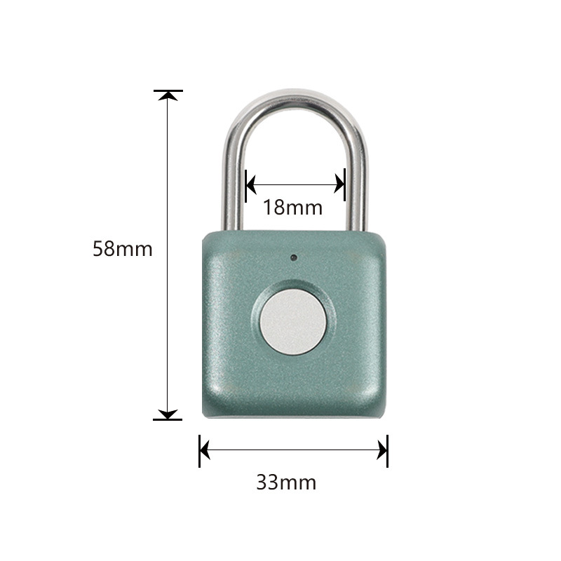 Hot Selling Mini Green IP65 Smart Electronic Padlock Finger Print Access Travel Luggage Suitcase Security Door Locks