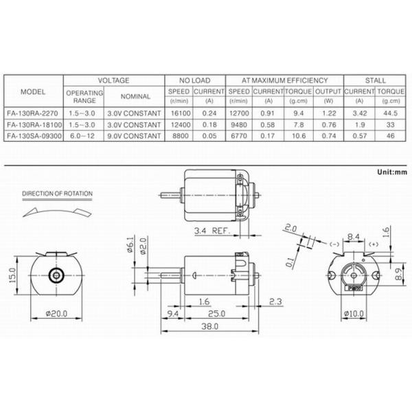 мотор мотора ДК Микро 20мм почищенный щеткой металлом для игрушки 3В/6В/12В модели замка
