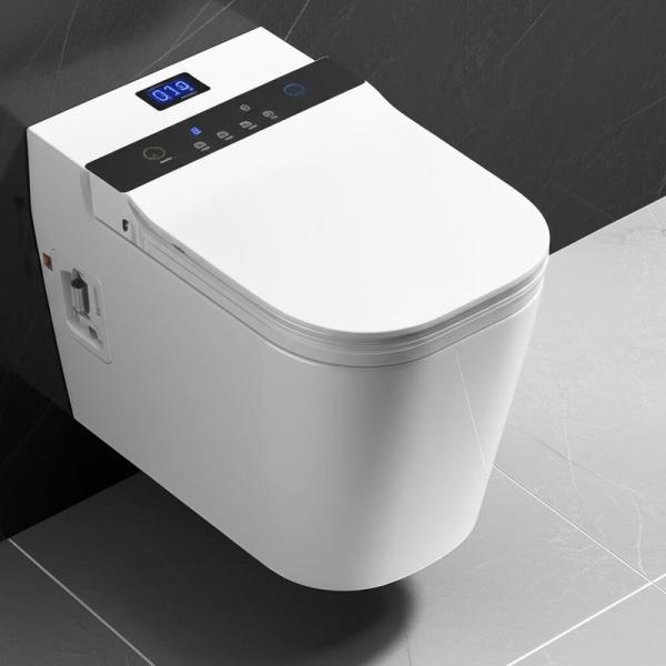 Smart WC Sensor Auto Flushing with Temperature Heated Seat Cover Black Wall Hung Toilet Bidet Build-in Water tank Smart Toilet