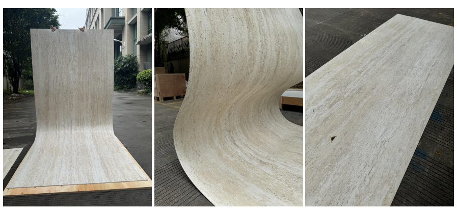 High End Italian Roman Travertine Flexible Stone MCM Bendable Wall Panel For Art Galleries