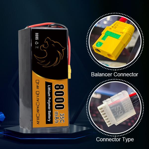 High-Performance XT60 Lipo UAV Battery with 35C Discharge Rate for FPV Drone