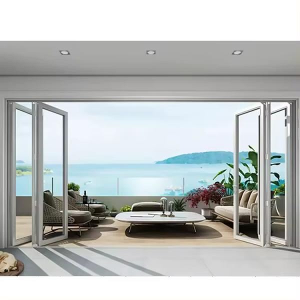 Balcony Aluminum Sliding Doors Glass Aluminum Door Entrance Folding Door Aluminium Bifold Patio With Mosquito Net For Ho