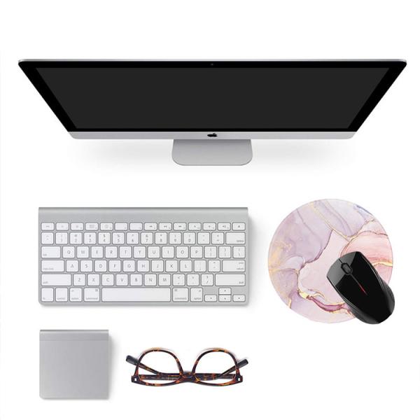 Office HEATED Round Pink Marble Mouse Pad Smooth Non-slip Desk Mouse Mat Custom Gift