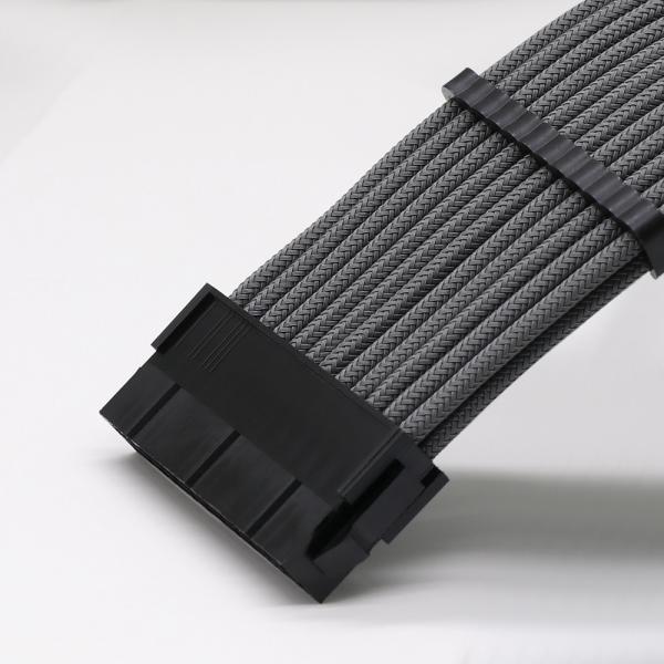 Hot Selling Arc Cable Cotton Sleeved Computer PC ATX Used Male to Female Stripped Curved Extension Cord 18AWG 300mm