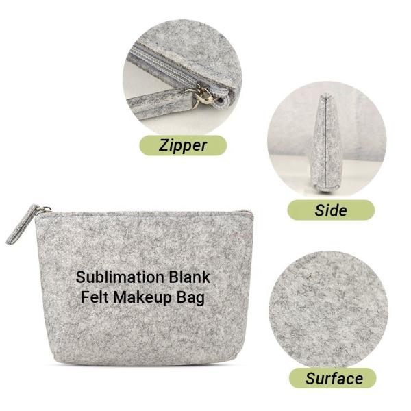 Custom Sublimation Bag Blanks Felt Makeup Bag Sublimation Blank For  Photo Printing