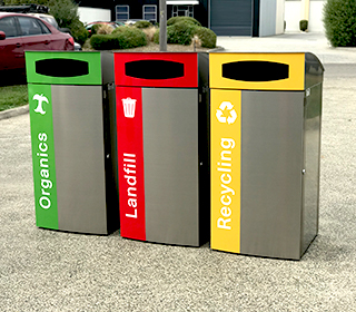 120L 3 Compartment Recycling Litter Bins For Schools
