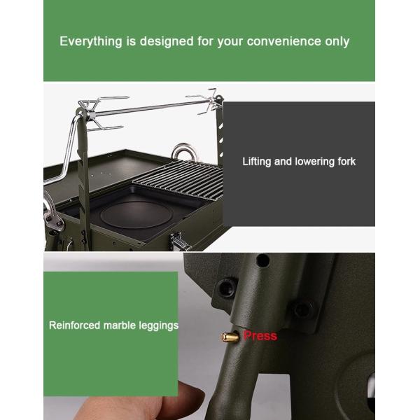 Chrome Plated Rotating Skewer Suitcase Grill Perfect for Camping and Outdoor Cooking